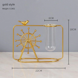 Gold Ferris Wheel Glass Vase – Desktop Hydroponic Planter for Modern Home
