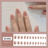 Nude Almond Press-On Nails with Swirl Design – Medium Acrylic Nail Set