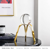 Modern Gold Geometric Crystal Ball Decor – Elegant Alloy Decorative Holder