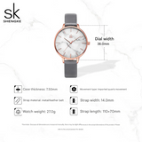 SK Women’s Quartz Watch – Marble Pattern Dial, Thin Strap, 30M Waterproof