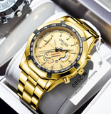 ORUSS Men’s Large Dial Quartz Watch – Fashion Steel Band, Calendar Display