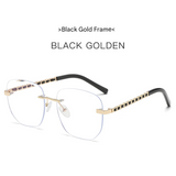 Women's Anti-Blue Light Square Glasses – Frameless Fashion Eyewear with Chain Detail