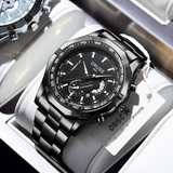 ORUSS Men’s Large Dial Quartz Watch – Fashion Steel Band, Calendar Display