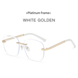 Women's Anti-Blue Light Square Glasses – Frameless Fashion Eyewear with Chain Detail