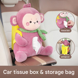 2-in-1 Plush Car Armrest Tissue Box & Trash Can – Cute Cartoon Organizer