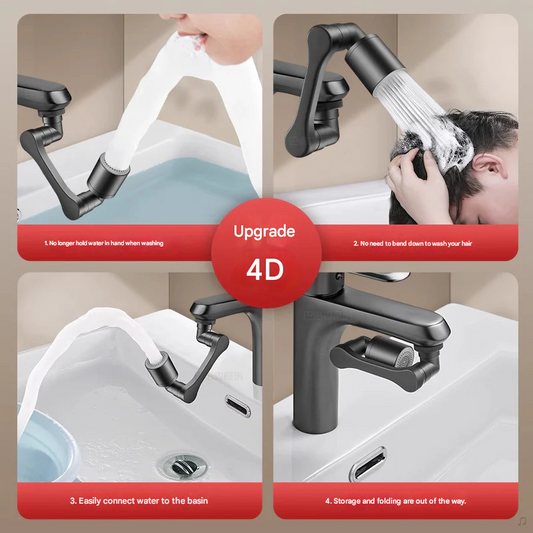 Rotating Faucet Extension Arm – 1440° Splash-Proof Aerator for Sink & Basin