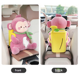 2-in-1 Plush Car Armrest Tissue Box & Trash Can – Cute Cartoon Organizer