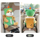 2-in-1 Plush Car Armrest Tissue Box & Trash Can – Cute Cartoon Organizer