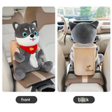 2-in-1 Plush Car Armrest Tissue Box & Trash Can – Cute Cartoon Organizer