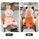 2-in-1 Plush Car Armrest Tissue Box & Trash Can – Cute Cartoon Organizer