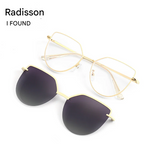 2-in-1 Polarized Cat-Eye Sunglasses – UV400 Magnetic Myopia Frame for Women