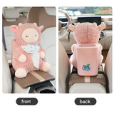 2-in-1 Plush Car Armrest Tissue Box & Trash Can – Cute Cartoon Organizer