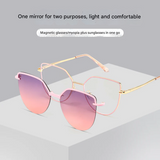 2-in-1 Polarized Cat-Eye Sunglasses – UV400 Magnetic Myopia Frame for Women