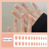 French Gradient Press-On Nails – Medium Square Acrylic Nail Tips with Colorful Tips