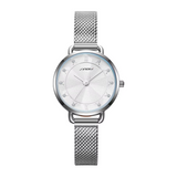 Sinobi Women's Ultra-Thin Quartz Watch – Mesh Strap, 29mm Fashion Timepiece