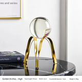 Modern Gold Geometric Crystal Ball Decor – Elegant Alloy Decorative Holder