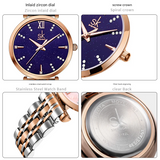 SK Women’s Quartz Watch – Roman Numerals, Stainless Steel 30M Waterproof Wristwatch