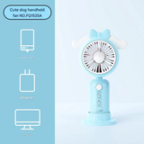 Portable Cartoon Handheld Fan – USB Rechargeable, Detachable Base