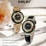 BELBI Women's Jade Quartz Watch – Jadeite Dial, Stainless Steel Strap