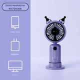 Portable Cartoon Handheld Fan – USB Rechargeable, Detachable Base
