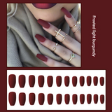 Matte Ombre Press-On Nails – Long Almond Burgundy Acrylic Nail Set