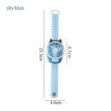 USB Rechargeable Watch Fan – Mini Wearable Fan with Colorful Lights