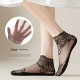 Women’s Lace Cotton Socks – Breathable Floral Short Anklets, Quick-Dry & Sweat-Absorbent