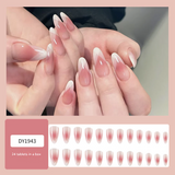Pink and White Gradient Press-On Nails – Long Stiletto French Tip Acrylic Nail Set