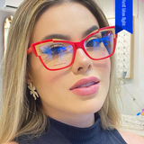 Polygon Cat-Eye Anti-Blue Light Glasses for Women – Full Frame Flat Lens