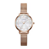Sinobi Women's Ultra-Thin Quartz Watch – Mesh Strap, 29mm Fashion Timepiece