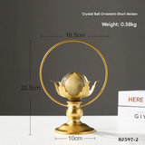 Gold Crystal Ball Ornament – Luxury Metal Table Decor for Living Room or Office