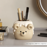 Cute Bear Pen Holder – Resin Desk Organizer for Office, Kids' Room & Makeup Brushes