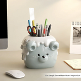 Cute Bear Pen Holder – Resin Desk Organizer for Office, Kids' Room & Makeup Brushes