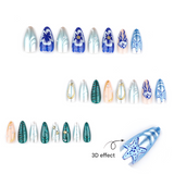 3D Ocean-Themed Press-On Nails – Sea Shell & Pearl Design Acrylic Nail Set