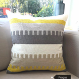 Geometric Pillow - Irregular Yellow Striped Sofa Cushion with Core
