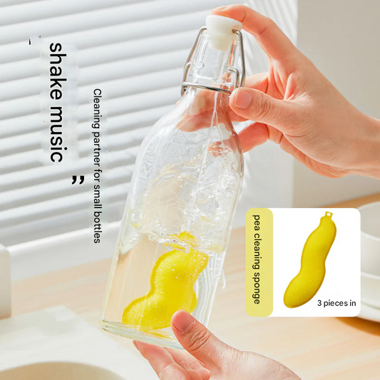 Pea-Shaped Bottle Cleaning Sponge Wipes – Magic Sponge (Pack of 3)