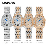 MOKAGO Diamond Snake Ladies’ Quartz Watch – Teardrop Dial, Waterproof Timepiece