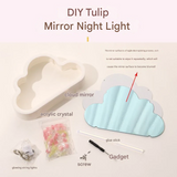 DIY Cloud Tulip Night Light – Handmade Nordic-Style Floral Mirror Lamp with Built-In Battery