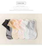 Women’s Lace Cotton Socks – Breathable Floral Short Anklets, Quick-Dry & Sweat-Absorbent