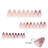 Brown Swirl Stiletto Press-on Nails – Trendy Glossy Acrylic False Nails