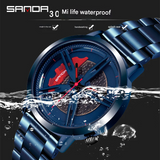 Sanda Men's Quartz Watch – Sports Car Series, Steel Band, Waterproof Stylish Timepiece