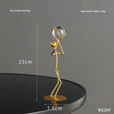 Modern Gold Sports Figure Decor – Iron Crystal Ball Sculpture for Home