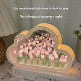 DIY Cloud Tulip Night Light – Handmade Nordic-Style Floral Mirror Lamp with Built-In Battery