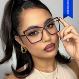 Cat-Eye Anti-Blue Light Glasses for Women – Large Frame Metal Eyewear, Myopia-Compatible