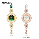 MOKAGO Women’s Quartz Watch – Butterfly Dial, Diamond Accent, Waterproof Bracelet