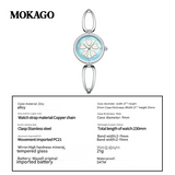 MOKAGO Women’s Quartz Watch – Sakura Petal Dial, Diamond Accent, Waterproof Bracelet