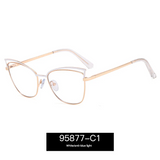 Women's Classy Cat Eye Blue Light Glasses – Metal Frame, Anti-UV, Myopia-Ready