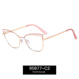 Women's Classy Cat Eye Blue Light Glasses – Metal Frame, Anti-UV, Myopia-Ready