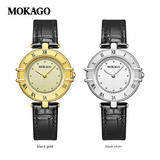 MOKAGO Women’s Retro Quartz Watch – Roman Dial, Waterproof Leather Strap