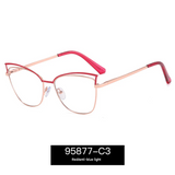 Women's Classy Cat Eye Blue Light Glasses – Metal Frame, Anti-UV, Myopia-Ready